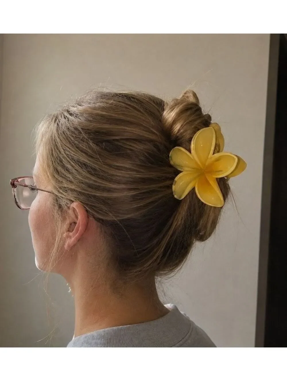 Yellow Plumeria Flower Hair Claw Clip